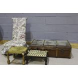 Victorian prayer chair, together with a stool another and a case, (4)