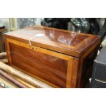 Mahogany and satinwood veneered deed box, 41cm wide