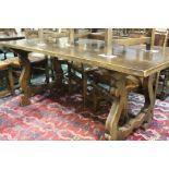 17th Century style Spanish dining table, the rectangular top on shaped supports