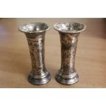 Pair of George V silver spill vases, Birmingham 1913, maker Cornelius Desormeaux Saunders & James