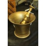 19th Century brass pestle and mortar