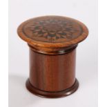 Tunbridgeware nutmeg grater, the marquetry inliad lid opening to reveal the grater interior, 5.5cm