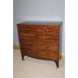 Victorian mahogany chest of drawers, two short over three long drawers