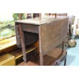 Victorian mahogany drop-leaf table, the rectangular top raised on square legs, 88cm wide