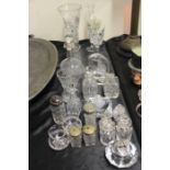 Glassware to include silver mounted and other dressing table pots and covers, paperweights, vases,