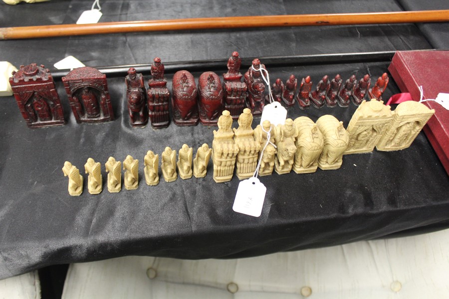 Resin chess set modelled as crusade style figures
