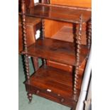Victorian three tier whatnot, with a drawer to the base, AF