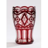 20th Century Bohemia glass vase, the clear ground with ruby overlaid decoration, 18cm