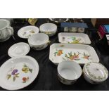 Royal Worcester porcelain, to include set of six ramekins, Evesham and other circular dishes and
