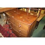 Victorian mahogany bow front chest of drawers, with two short and two long drawers