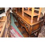 18th Century style oak board, with a rectangular top above three frieze drawers and a plank base