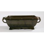 Chinese terracotta green glaze Bonsai tree planter, Qing dynasty 19th Century, the rectangular