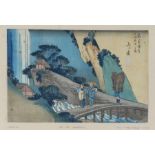After Ichiryusai Hiroshige (1797-1858) The Ono Waterfall, 32cm x 21cmSurface foxing, some nibbling