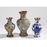 Chinese cloisonne vase, with waisted neck above a bulbous body decorated with butterflies and