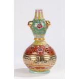 20th Century Chinese porcelain vase, with foliate and gilt decoration to the green and gilt body,