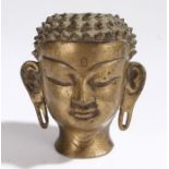 Tibetan bronze head, 11cm high