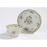 18th Century Chinese export porcelain tea bowl and saucer, with foliate and swag decoration