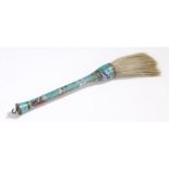 Chinese cloisonne fly whisk, the light blue ground with foliate decoration, 45cm long