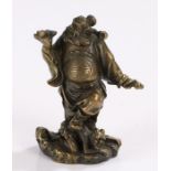 Japanese Meiji period bronze figure, Soki & Oni, 8cm high