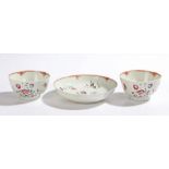 18th Century Chinese export tea bowl and saucer, with foliate decoration, matching single tea
