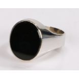 Signet ring, the plain face with a white metal shank, ring size W1/2