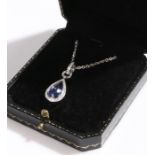 Tanzanite and diamond set pendant necklace, the par cut tanzanite at 3.69 carat and a diamond