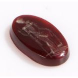 Loose agate seal, the intaglio with a figural design 19mm high