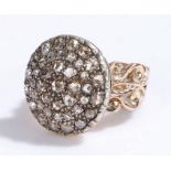 19th Century diamond set cluster ring, with an estimated 1.20 carat of diamonds to the large head,