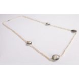 Baroque style pearl necklace, the pearl necklace with four paste set pearls, 110cm long