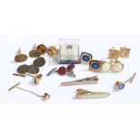 Silver and other cufflinks, tie clips and tie pins, to include Masonic examples (qty)