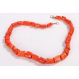 Coral bead necklace, 54cm long