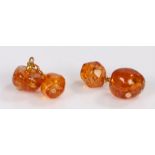 Pair of amber and gilt metal cufflinks