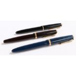 Parker Slimfold fountain pen, with black body, gilt mounts and 14 carat gold nib, Geo. S. Parker