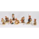 Collection of eight Goebel Hummel figures, to include Skier, Chick Girl, Little Gardener, and others