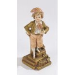 Austrian Turn Wein porcelain spill vase figure, of a boy hoding an apple, E W Turn Wein marks to the