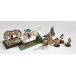 Collection of figures, consisting of Country Artists birds, two other birds, racing horse figure,
