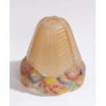 Art Deco lampshade, with moulded polychrome floral decoration, 16cm high, 16.5cm diameter