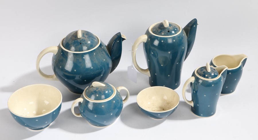 Susie Cooper part tea and coffee set, compromising of a teapot, coffee pot, two bowls, two jugs, and