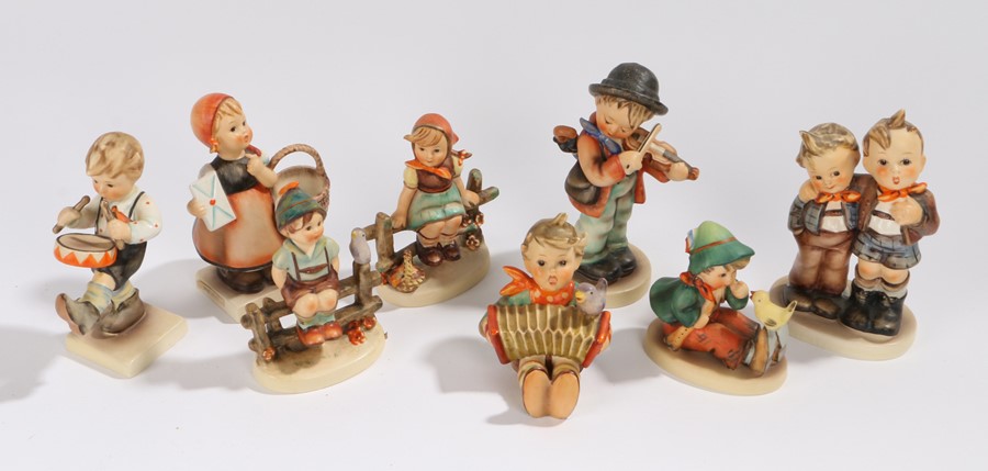 Collection of eight Goebel Hummel figures, to include Wayside Harmony, Little Drummer, Max & Moritz,