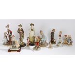 Collection of various figures and figure groups, mostly Continental to include Capo Di Monte, some