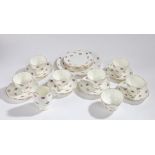 Adderley bone china tea set, the roses on a white ground with gilt edging, comprising of six each