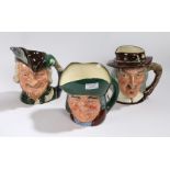 Three large Royal Doulton character jugs, 'Toby Philpots', 'Robin Hood' and 'Izaak Walton', (3)