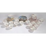 Shelley part tea service, decorated with pink rims and sprays of flowers, together with a