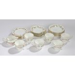 Wedgwood Mirabelle pattern tea service, consisting of six tea cups and saucers, six bowls, six