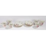 Old Foley tea service, with foliate and gilt decoration, consisting of six teacups and saucers,