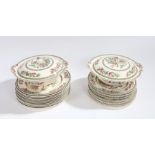 Johnson Bros Indian Tree part dinner service, consisting of two tureens and lids, and twenty-three