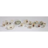 Collection of miniature crested china, to include urns, bellows, boots etc., (qty)