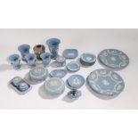 Collection of Wedgwood Jasperware, to include vases, ashtrays, table lighter, a box and cover of