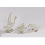 Three Lladro figures, depicting geese, the tallest 14cm high (3)