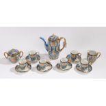 Noritake coffee set, comprising coffee pot, six each cups and saucers, sugar bowl and cream jug, the